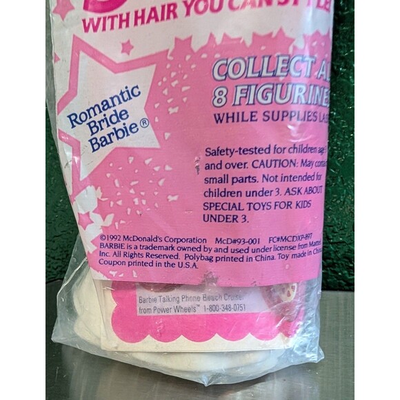 McDonald's Barbie Romantic Bride Happy Meal Toy Mattel Style Hair Vtg 1992 NIP - Picture 3 of 3